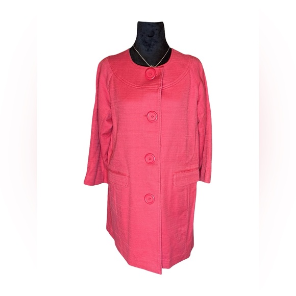 Boden Pink Textured Cotton Button-Up Coat Size L - Picture 1 of 7